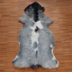 Dekorations und Boden Fell Bergschaf grau, schwarz, weiß meliert einzigartig