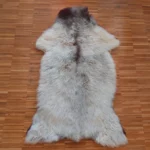 Dekorations und Boden Fell vom Merino Mix Schaf weiß/braun meliert (dunkle Unterwolle) einzigartig