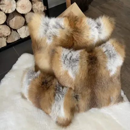 Rotfuchsfell Kissen mit Lodenstoff exklusiv