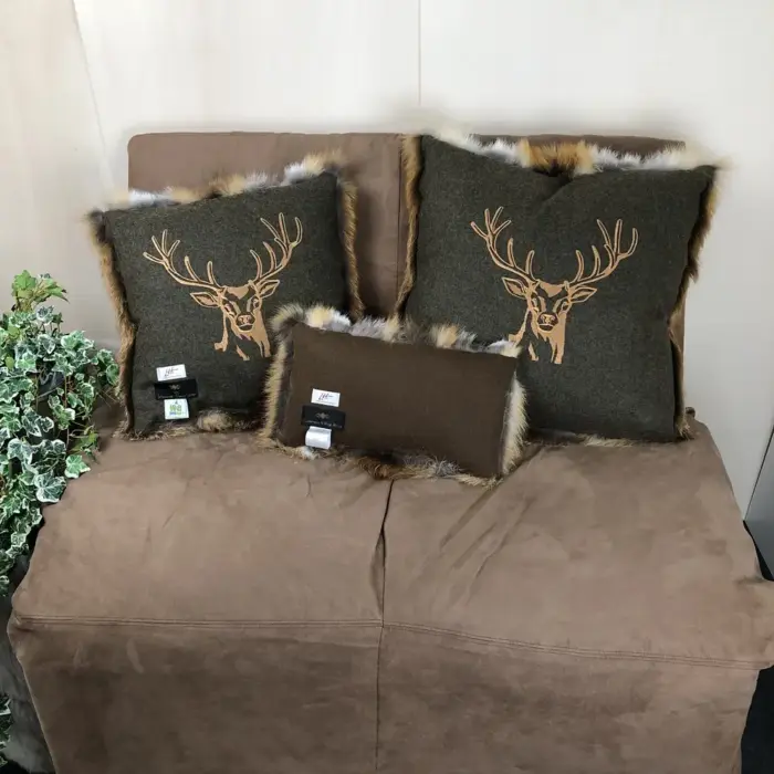Rotfuchsfell Kissen mit Lodenstoff exklusiv – Bild 3